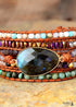 Boho Bracelet, 5 Layers Leather Wrap Bracelet, Black Onyx